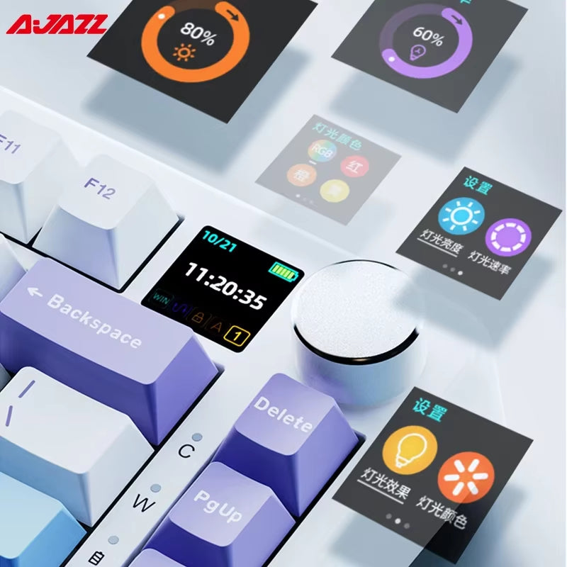 AK820 MAX Tri-Mode RGB Gaming Mechanical Keyboard Bluetooth Wireless 2.4G Type C 82 Keys PBT Keycaps Hot Swap for Gamer PC