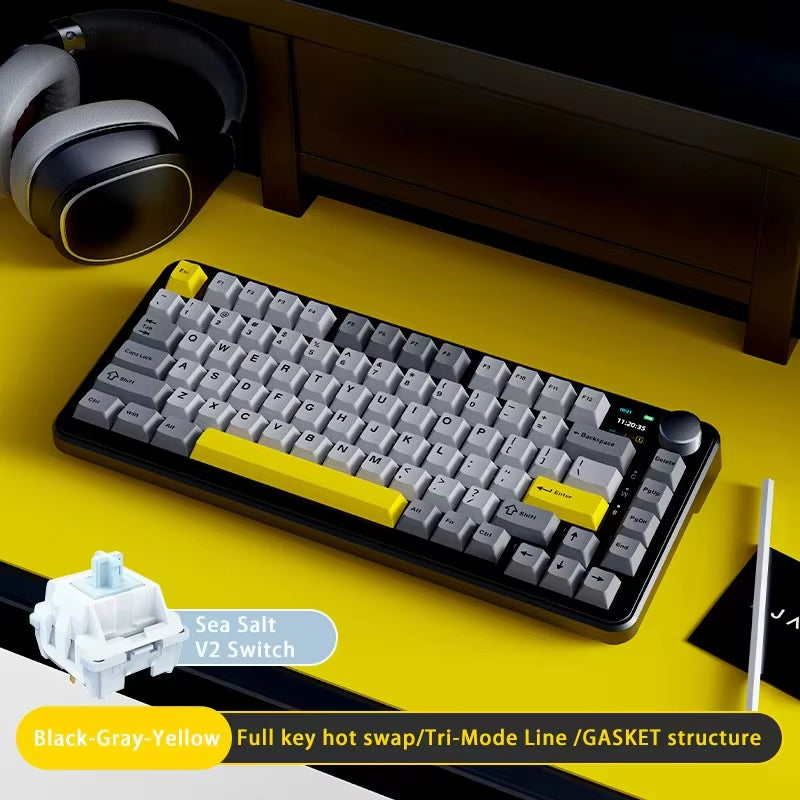 AK820 MAX Tri-Mode RGB Gaming Mechanical Keyboard Bluetooth Wireless 2.4G Type C 82 Keys PBT Keycaps Hot Swap for Gamer PC
