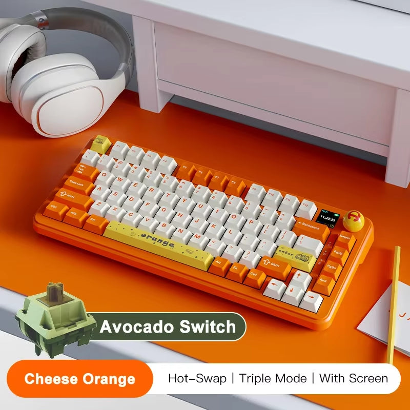 AK820 MAX Tri-Mode RGB Gaming Mechanical Keyboard Bluetooth Wireless 2.4G Type C 82 Keys PBT Keycaps Hot Swap for Gamer PC