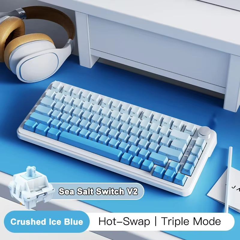 AK820 MAX Tri-Mode RGB Gaming Mechanical Keyboard Bluetooth Wireless 2.4G Type C 82 Keys PBT Keycaps Hot Swap for Gamer PC