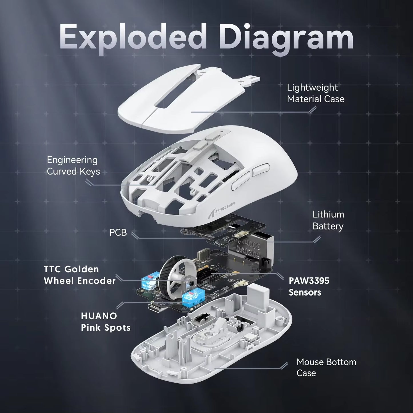 Attack Shark X6 Bluetooth Mouse , Pixart PAW3395, Tri-Mode Connection, RGB Touch Magnetic Charging Base, Macro Gaming Mouse
