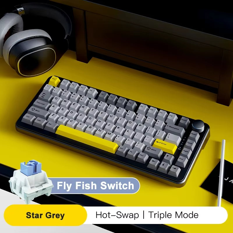 AK820 MAX Tri-Mode RGB Gaming Mechanical Keyboard Bluetooth Wireless 2.4G Type C 82 Keys PBT Keycaps Hot Swap for Gamer PC