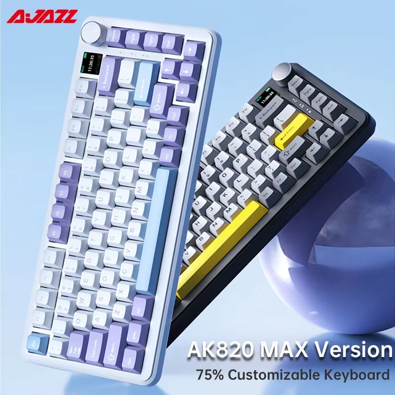 AK820 MAX Tri-Mode RGB Gaming Mechanical Keyboard Bluetooth Wireless 2.4G Type C 82 Keys PBT Keycaps Hot Swap for Gamer PC
