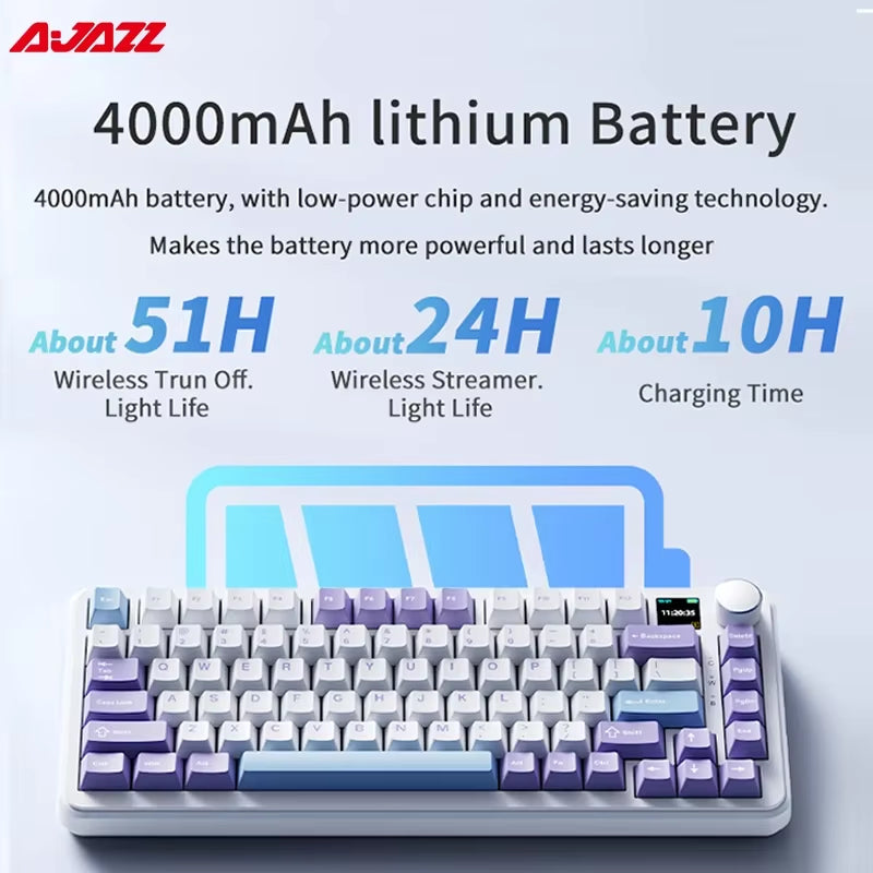 AK820 MAX Tri-Mode RGB Gaming Mechanical Keyboard Bluetooth Wireless 2.4G Type C 82 Keys PBT Keycaps Hot Swap for Gamer PC