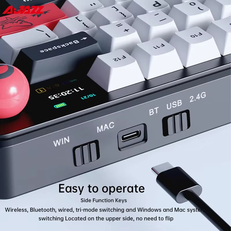 AK820 MAX Tri-Mode RGB Gaming Mechanical Keyboard Bluetooth Wireless 2.4G Type C 82 Keys PBT Keycaps Hot Swap for Gamer PC