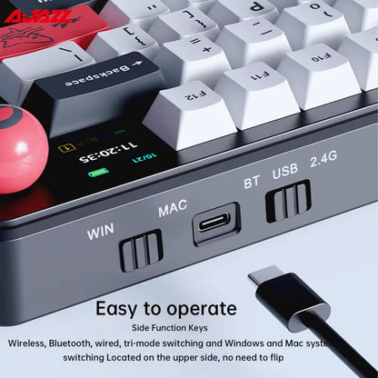 AK820 MAX Tri-Mode RGB Gaming Mechanical Keyboard Bluetooth Wireless 2.4G Type C 82 Keys PBT Keycaps Hot Swap for Gamer PC