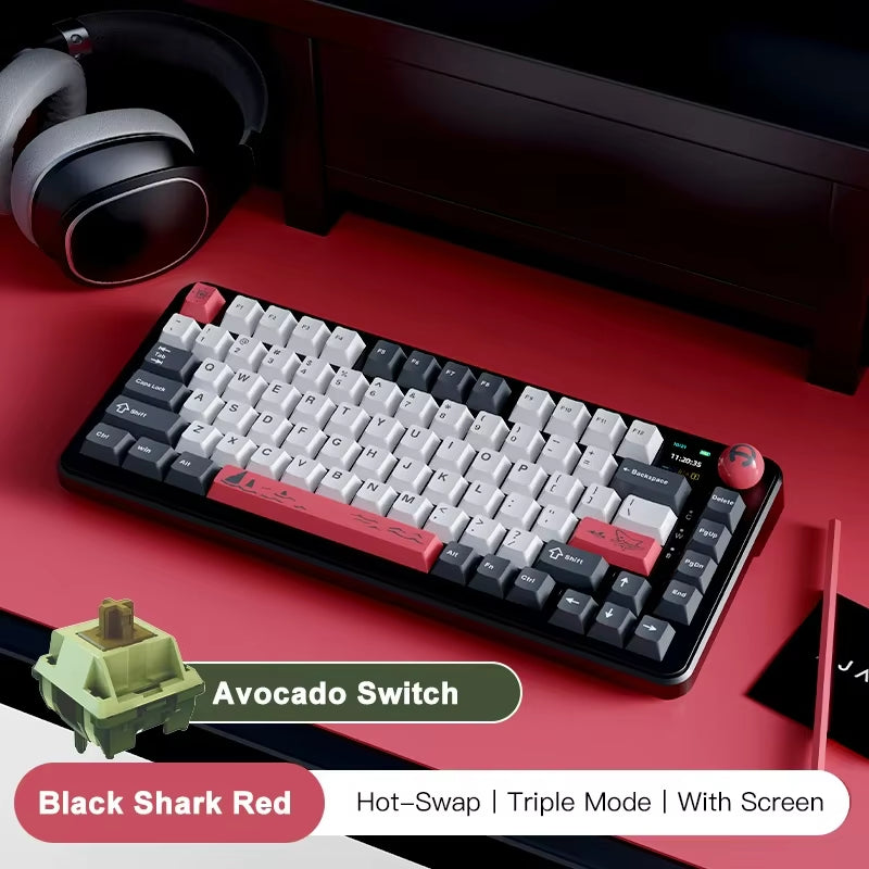 AK820 MAX Tri-Mode RGB Gaming Mechanical Keyboard Bluetooth Wireless 2.4G Type C 82 Keys PBT Keycaps Hot Swap for Gamer PC