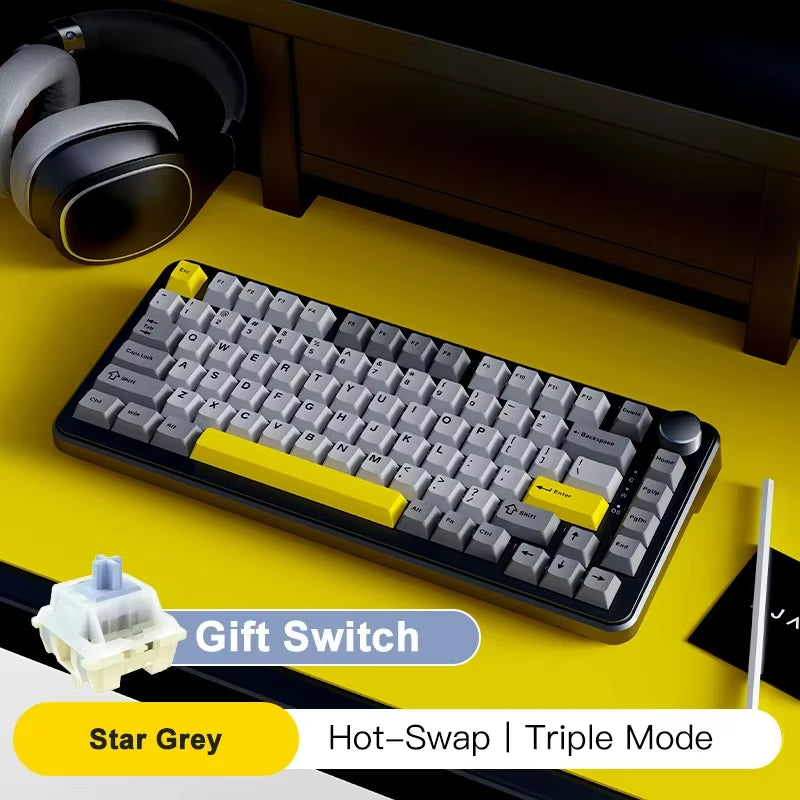 AK820 MAX Tri-Mode RGB Gaming Mechanical Keyboard Bluetooth Wireless 2.4G Type C 82 Keys PBT Keycaps Hot Swap for Gamer PC